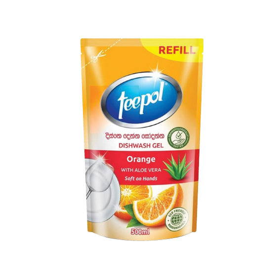 TEEPOL Dishwash Orange Refill Pack, 500ml