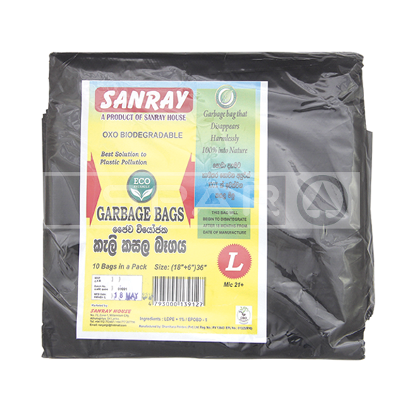 SANRAY Garbage Bags, Large, 10's - SPAR Sri Lanka